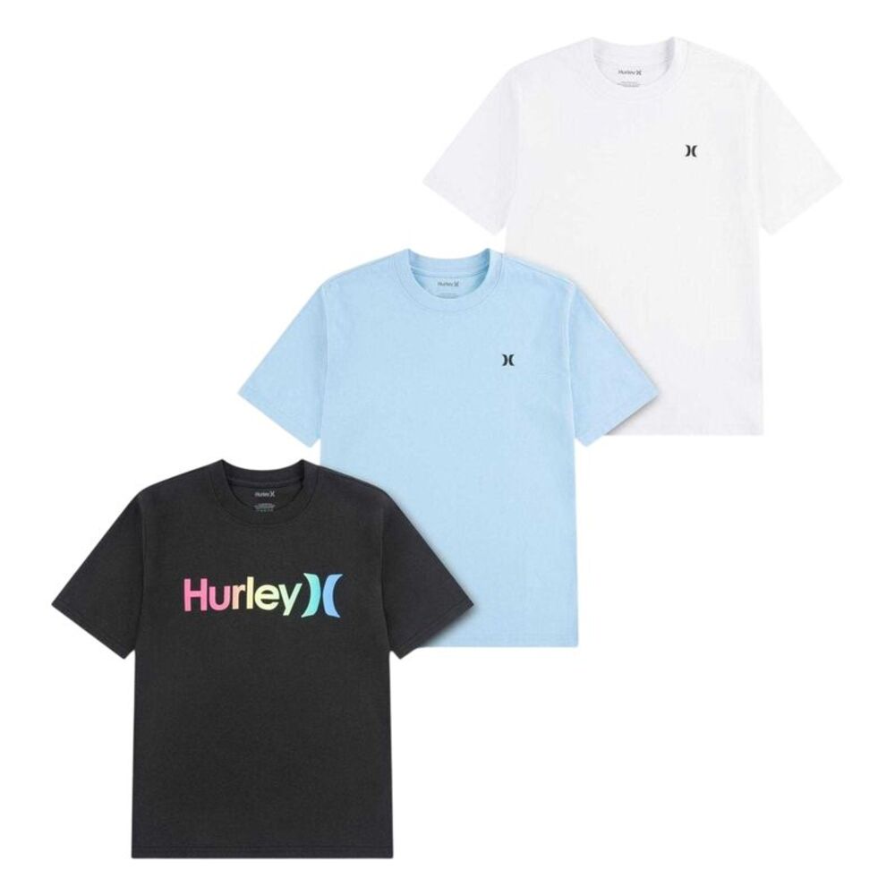 Hurley Childrens/Kids Core Logo Short-Sleeved T-Shirt (Pack of 3) / Black/White/